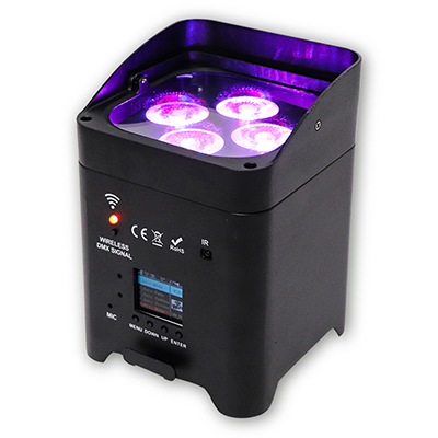 Wireless dmx battery par can 4x18W RGBWA UV 6in1 led par light