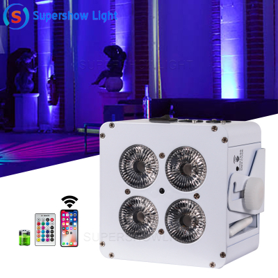 4PCS 18W RGBWA+UV 6IN1 Battery Powered Wireless DMX IR remote control Led Flat Par Light Wedding DJ Event Uplights